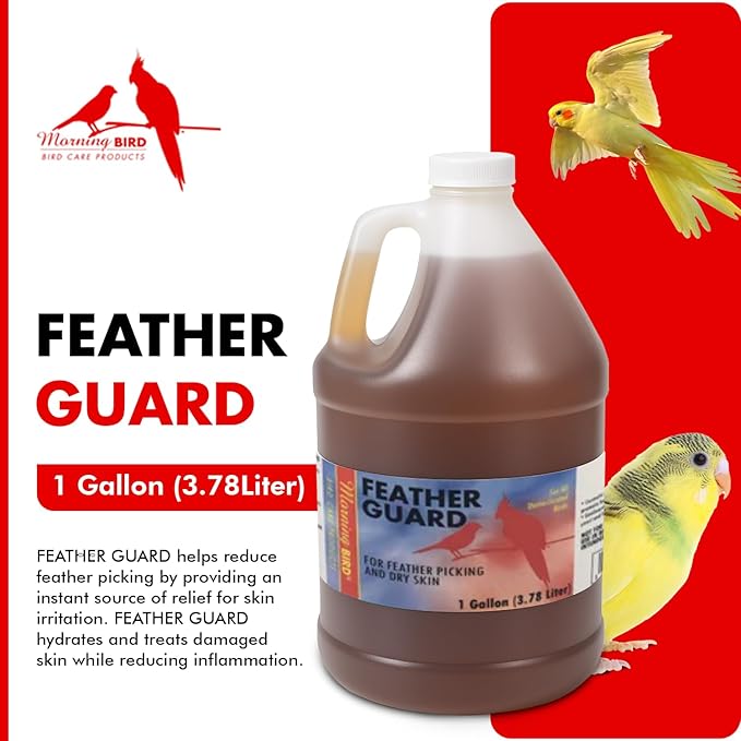 Morning Bird Feather Guard Spray for Birds 1 Gallon – Soothes Irritated & Itchy Skin – Helps Reduce Feather Picking – Promotes Healing & Feather Growth – No-Rinse Daily Care Formula