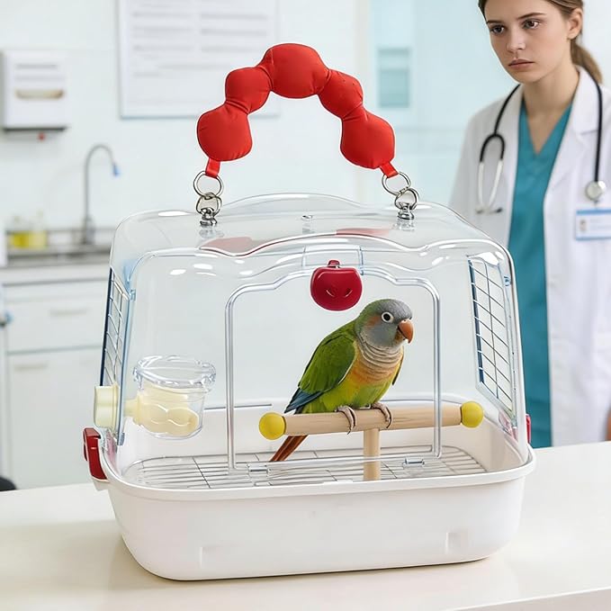 Transparent Bird Carrier, Parrot Travel Carry Bag, Lightweight with Mesh Ventilation, Soft Long Lasting Fabric Travel Tote, Carrier with Comfortable Handle, Bag for Budgies