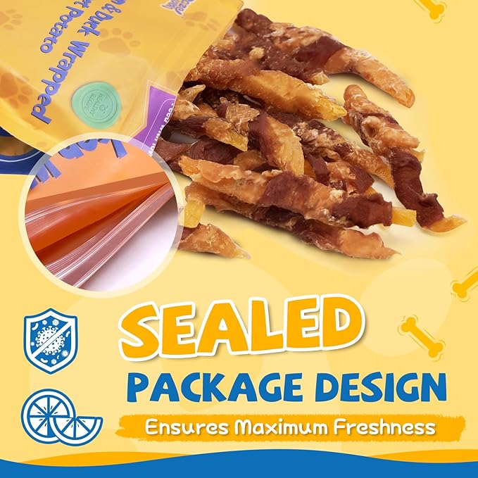 gazeupon Dog Treats, Chicken&Duck Wrapped Sweet Potato, Healthy Training Snacks for Small Medium Dogs, Rawhide Free,14.1 oz