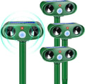 2026 Ultrasonic Solar Animal Repellent Outdoor Motion Activated Cat Repellent Outdoor Waterproof for Yard & Garden, Effective Rabbit Deer Raccoon Squirrel Coyote Deterrent Device 4 Pack