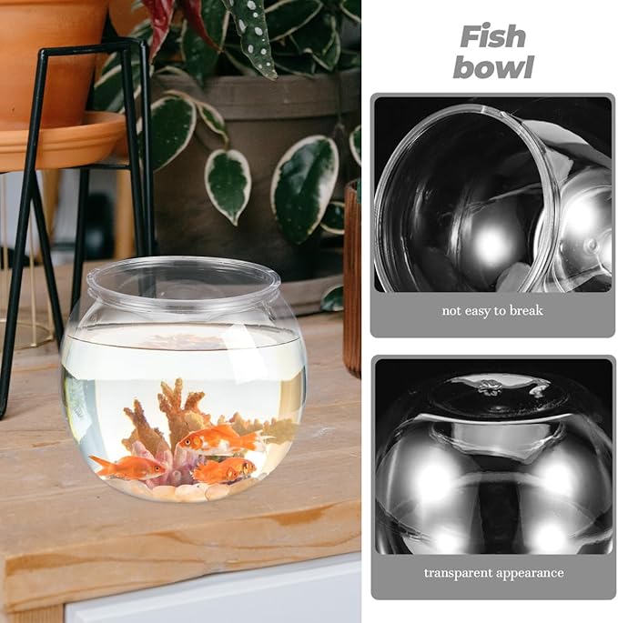 VICASKY Fish Bowl Goldfish Tank Round Bowls Large Small - Transparent Aquarium Terrarium Hydroponic Planter for Centerpieces Decor Desktop Fishbowl Unbreakable Transparent Pet Round Fish Tank Decor