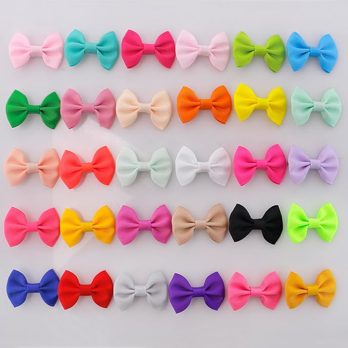 Hair Bows for Small Dog - 2 inch Pet Bowknots 60pcs (30 Pairs) - Puppy Dogs Grooming Hair Accessories - Dog Hair Clips for Yorkie, Maltese, Shih Tzu
