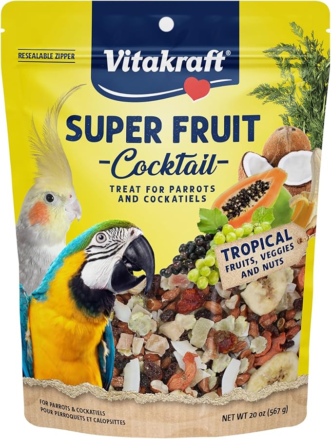 Vitakraft Fresh Super Fruit Cocktail - Tropical Parrot Fruit Blend - Parrot and Cockatiel Treat 1.25 Pound (Pack of 1)