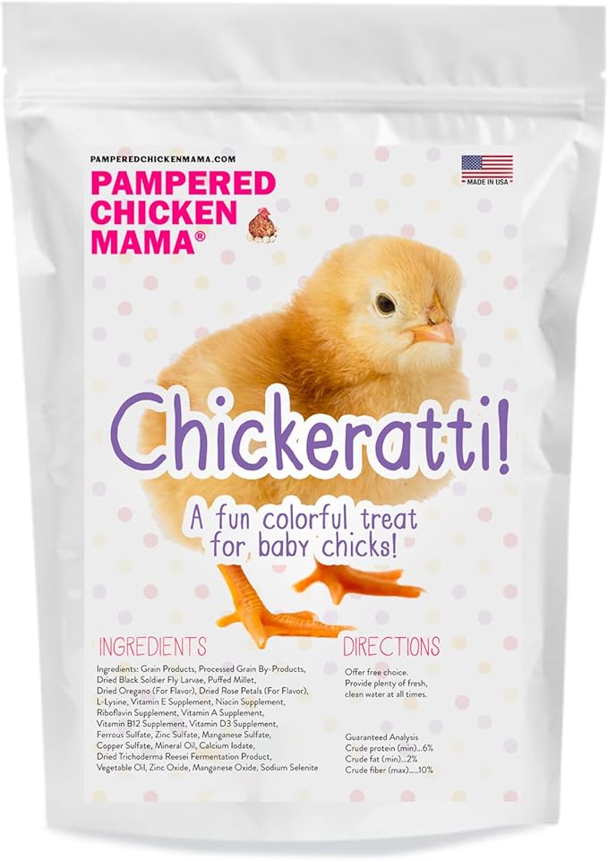 Chickeratti Baby Chick Feed Treat for Brooders & Feeders (8 POUNDS) | Baby Chicken Supplies, Treats with Grubs, Coop Accessories