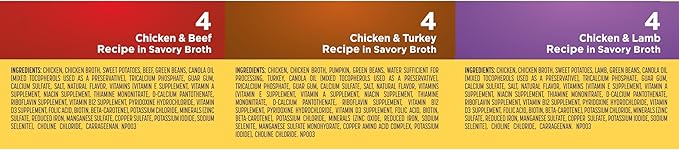 Nature's Recipe Grain Free Wet Dog Food Variety Pack, Chicken Recipes with Beef, Turkey & Lamb in Savory Broth, 2.75 oz. Cups (Pack of 12), 2 Count