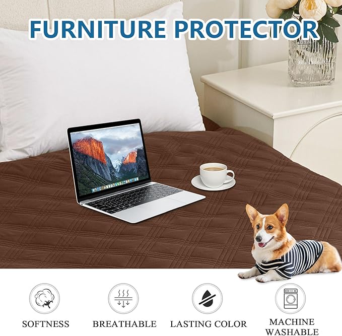 hyha Waterproof Dog Blanket, Reversible Pet Bed Blanket, Soft Sofa Couch Cover for Dogs Washable, Waterproof Pet Couch Covers for Sofa Puppy Cats Furniture Protector(40"x80", Brown/Brown)