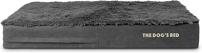 The Dog’s Bed Orthopedic Memory Foam Dog Bed Mattress,Fur Fabric,Grey Fur, XL, 6-Inch