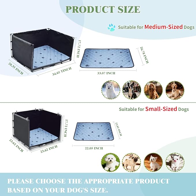 Dog Pee Pad Holder Tray with Washable Pee Pad - Foldable Indoor Potty Station for Small to Medium Dogs, Portable & Reusable Litter Box with High Walls (Large)