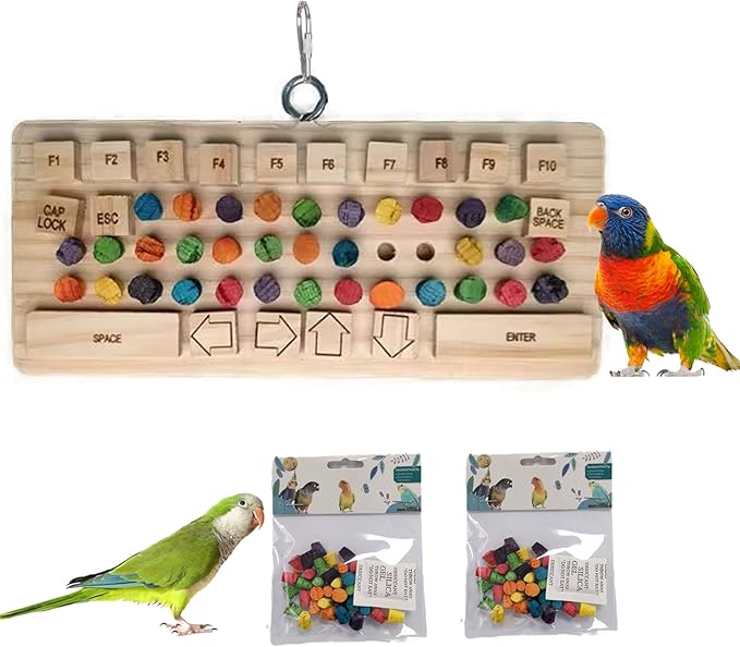 Bird Chewable Keyboard Toy,Wooden Biting Training and Foraging Bird Toys,Bird Cage Accessories, Parakeet Toys (STARTOP1)