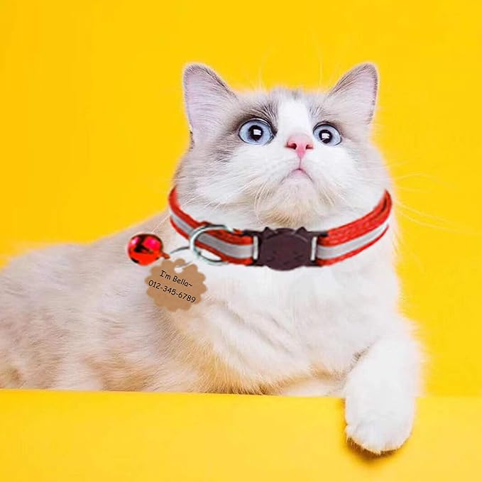 Breakaway Reflective Nylon Cat Collars with Bell (4 Colors)