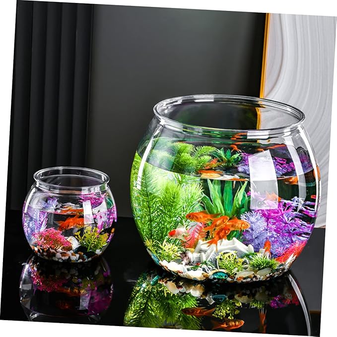 Plastic Round Goldfish Aquarium Fish Tank for Goldfish Fish Bowls Decorative Portable and Easy to Clean