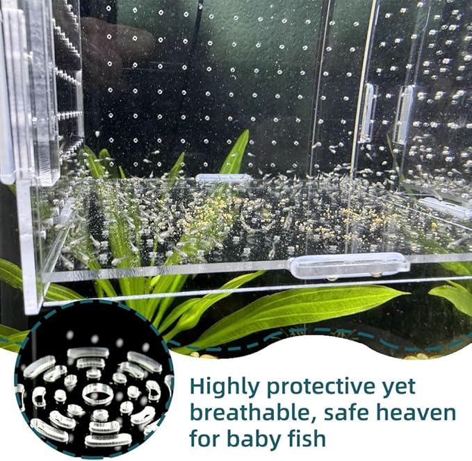 Fish Breeding Box, Acrylic Fish Isolation Box Separator for Shrimp Clownfish - 5.9 * 5.9 * 5.9 inches