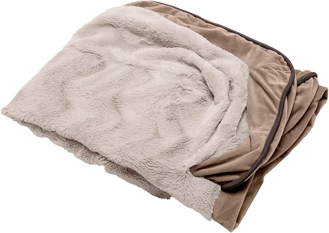 Furhaven Replacement Dog Bed Cover Perfect Comfort Plush & Velvet Waves Sofa-Style, Machine Washable - Brownstone, Large