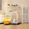 Multi-Tier Collapsible Cat Cage Crate, cat playpen for Indoor with 360° Wheels, Metal Wire Cat Kennel with Secure Lock, Large Ferret Playpen for Adult Cats Kitten Chinchilla (White 3-Tier)