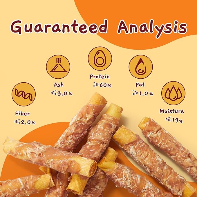 Jungle Calling Dog Treats Smoked Chicken Wrapped Rawhide Rolls, High Protein Dog Chews, Rawhide Chews for Medium and Large Dogs, 10.6 Oz, About 10 Count