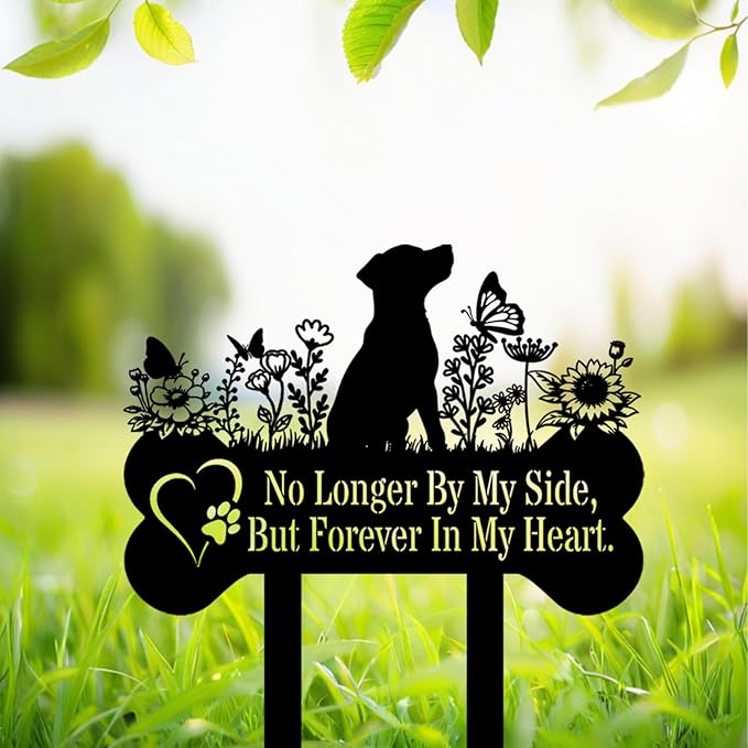 Pet Grave Markers Dog, Metal Pet Metal Memorial Garden Stake, Pets Waterproof Grave Stakes Plaque, Pet Headstone Garden Memorial Graves, Metal Dog Garden Decor 12"