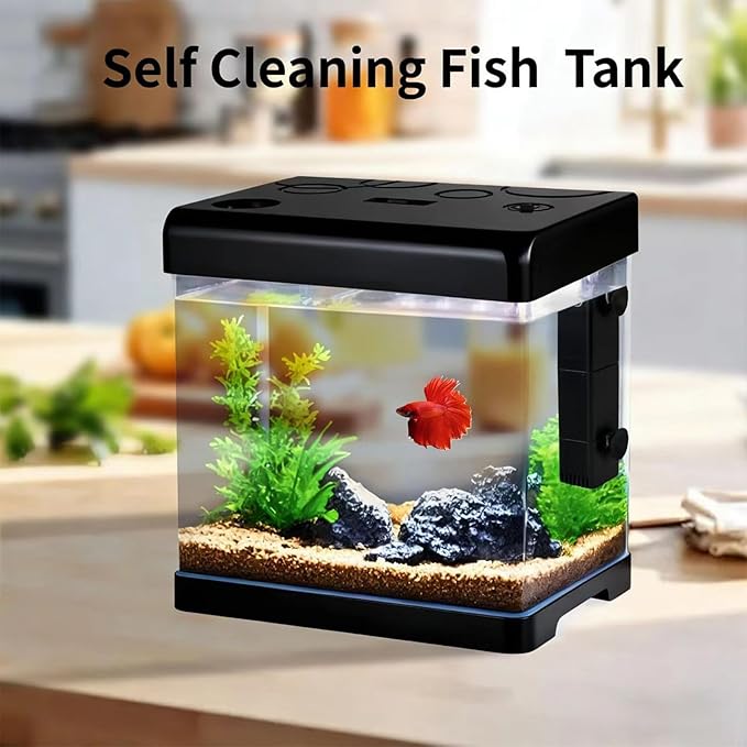 Betta Fish Tank,5 Gallon Glass Aquarium Starter Kit, Small Fish Tank with Filter and Light.