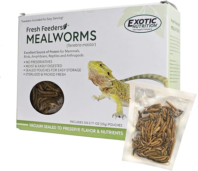 Fresh Feeders (Mealworms) - All Natural High Protein Insect Treat - Single Serving Pouches - Chickens, Wild Birds, Hedgehogs, Bluebirds, Reptiles, Sugar Gliders, Opossums, Skunks, Lizards