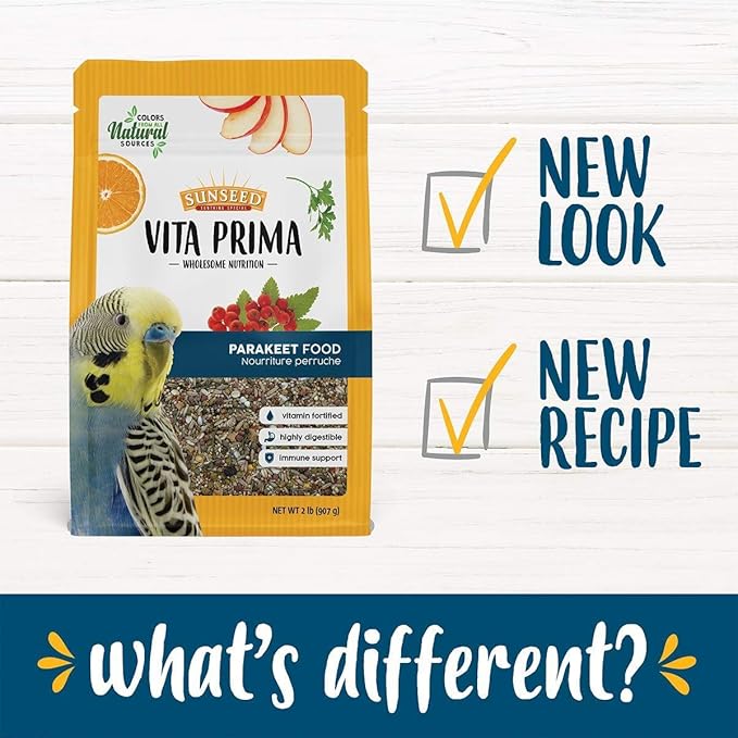 Vitakraft Sunseed Vita Prima Cockatiel and Lovebird Food 3 lb Bag with Wholesome Daily Nutrition Natural Seeds Grains Fruits and Vegetables Fortified with Vitamins Minerals for Strong Healthy Birds