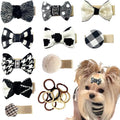 Dog Hair Clips and Rubber Bands Small Dog Bows Cute Pet Grooming Accessories Alligator Clips Stay In Hair Barrettes Ball Hairpin Topknot Pet Headdress Yorkie Puppy Maltese Girls Dogs (Black White)