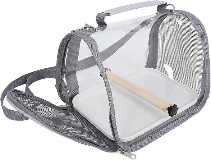 Toyvian Portable Small Bird Cage with Wood Perch, Travel Parrot Carrier Bag for Budgie Conure, Handheld Lightweight Bird Travel Cage for Outdoor Trips and Hiking