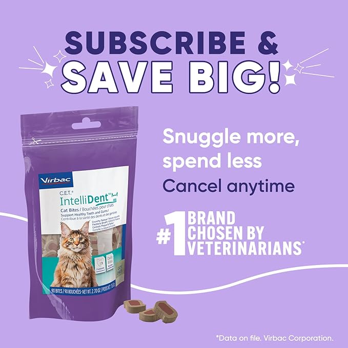 Virbac C.E.T.® INTELLIDENT® Cat Bites for Dental Care | Healthy Teeth and Gums | Fresh Breath,Chicken Flavor,(Pack of 2)