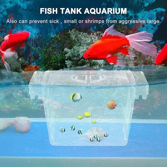 Veemoon Fish Incubator Box for Aquarium Breeding Tank with Aeration and Self-Flow Design, Nursery Hatchery Separator for Betta and Shrimp Habitat