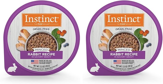 Instinct Original Minced Natural Wet Cat Food,Grain Free Recipe - Real Rabbit,3.5 oz. Cups,(Pack of 24)