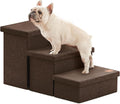 Love's cabin Dog Stairs for High Bed 18" H, Foldable Pet Stairs for Small Medium or Large Dogs Puppy with Storage for Bed or Couch, Cat Dog Steps Ramp with Zip up to 200 lbs, Coffee, 3 Steps