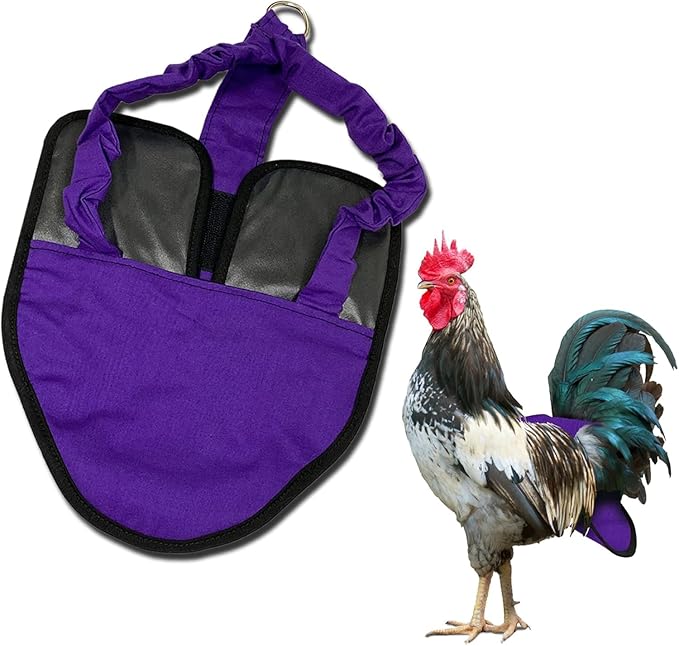 Hen Holster Bird Diaper, Wrap Around - for Hens, Roosters, Ducks, Geese, Leak-Proof Design, Comfortable Fleece Strap Bird Harness with Sewn-in Liner, Secure Hook and Loop Closure - S/M, Purple