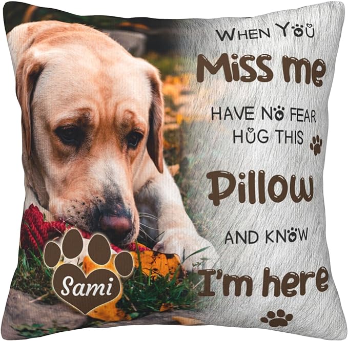 Funnylife Personalized Pet Memorial Throw Pillow with Photo Pet Memorial Gifts for Dogs Cats Loss of Dog Sympathy Gift Dog Bereavement Remembrance Picture Pillow