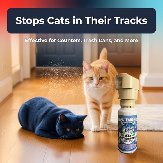 Tail Turner Cat Deterrent Spray Refill Pack - Motion-Activated Cat Deterrent Spray Compatible with SSSCAT Spray System - Safe, USA-Made Pet Training Solution for Problem Areas (1 Pack)