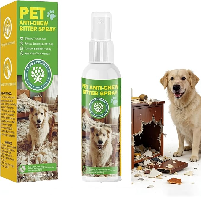 120ml Pet Anti-Chew Bitter Spray for Dogs and Cats, Safe Training Solution to Prevent Chewing and Licking on Furniture, Shoes, Bandages, and Household Items