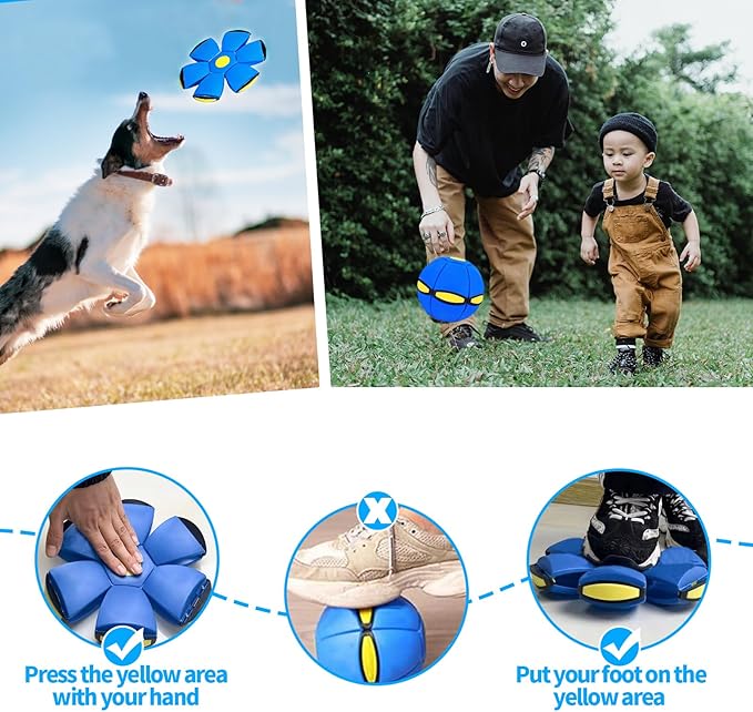 3PCS Dog Flying Disc Toy - Light Up Saucer Ball for Dogs - Outdoor Games (Red+Blue+Pink)