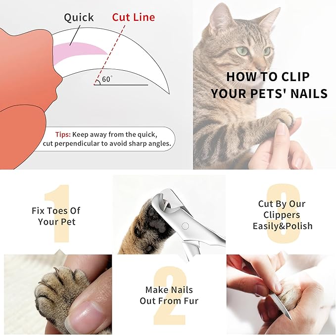 Professional Dog Nail Clippers Cat Nail Clipper with Built-in Spring, Large Opening Design, Nail File, for All Dogs and Cats with Thick Toenails