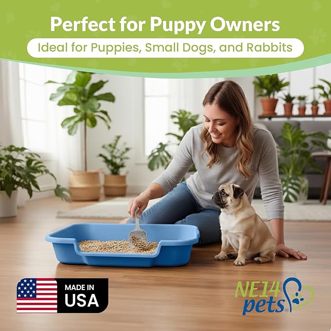 Dog Litter Box, Blue Color, Large Size, Durable & Pet Safe Puppy Litter Box, Indoor Open Top Entry Dog Litter Pan, Comfortable for Dogs, Great for Dogs up to 20 lbs (2 Pack)