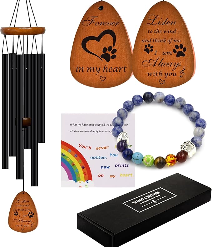 Pet Memorial Gifts Wind Chimes - Dog Cat Memorial Gift,Pet Lost Gifts,Bereavement Remembrance Gift for Loss of Dog Cat Wind Chimes,28 inches