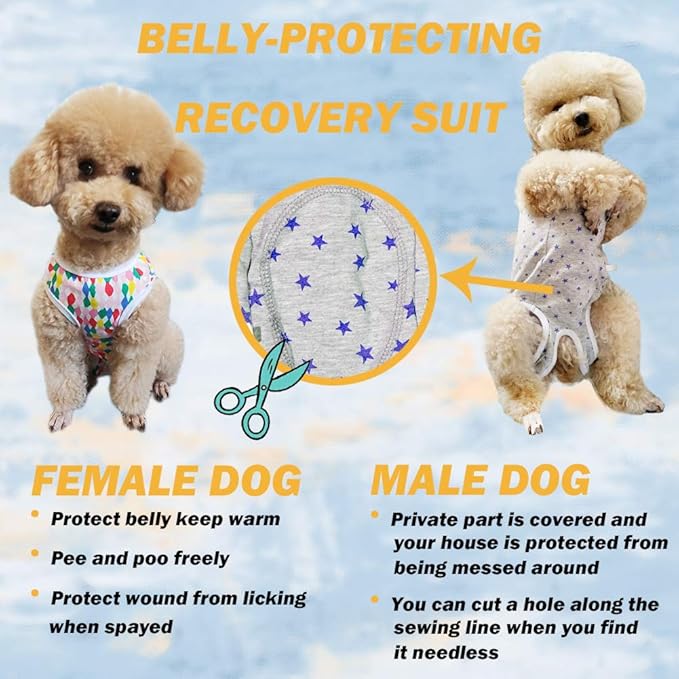Dog’s Recovery Suit Post Surgery Shirt for Puppy, Wound Protective Clothes for Little Animals(red spot-XL)