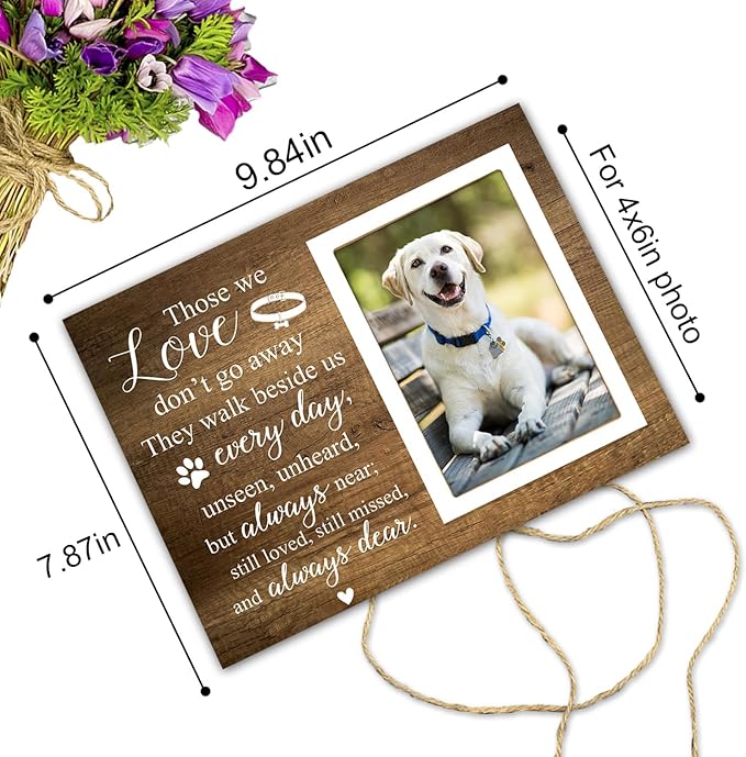 Memorial Picture Frame, Pet Picture Frame, Sympathy Gifts for Loss of Loved Pet, Bereavement Gifts for Loss of Dog, Dog Remembrance Photo Frame or Memorial Gift, Fits 4 x 6 In Photo
