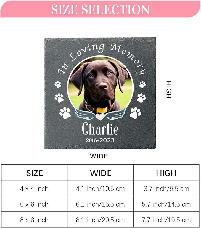 Alienc Personalized Pet Memorial Stone – Custom Dog & Cat Memorial Gifts for Loss, Outdoor Pet Grave Marker, Sympathy Keepsake for Dogs and Cats