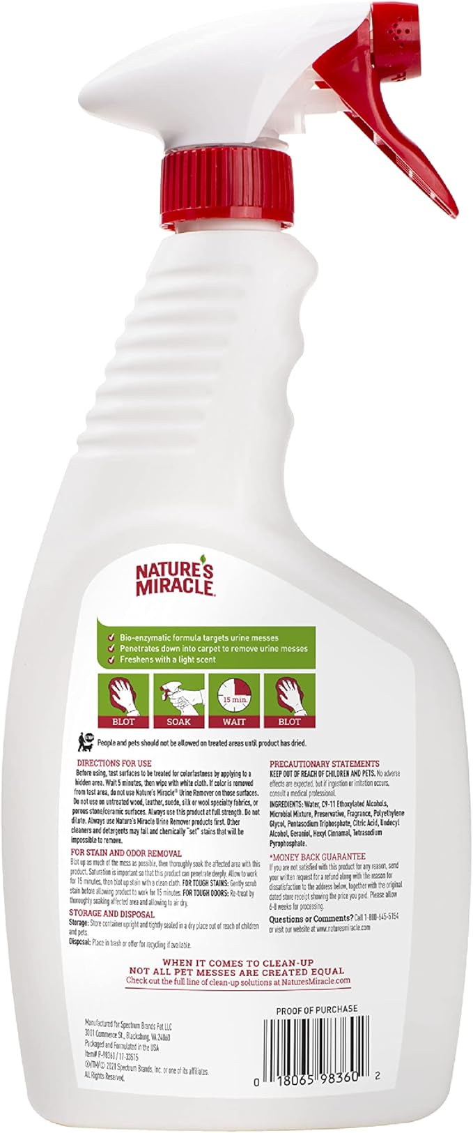 Nature's Miracle Dog Urine Remover, 24 Ounces, Enzymatic Formula