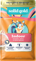 Solid Gold Indoor Dry Cat Food - Grain Free & Gluten Free - Salmon Cat Food Dry Kibble for Indoor Cats w/Probiotics & Fiber for Gut Health - Sensitive Stomach & Hairball Support for Adult Cats - 3LB