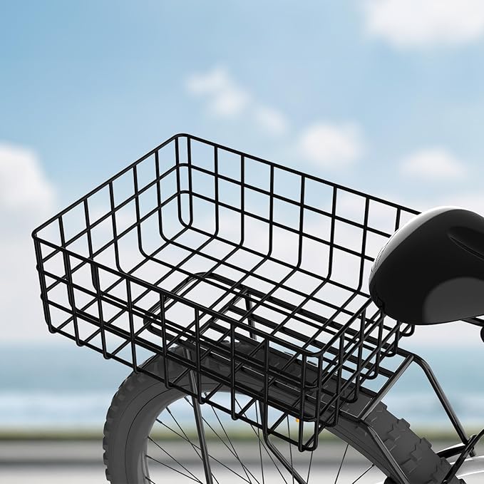 YEEGO DIRECT Dog Bike Basket for Rear Rack, 2-in-1 Pet Carrier & Cargo Basket, Detachable Dog Carrier for Bicycle with Safety Leash, Fits Small Medium Dogs Cats up to 25 LBS, Basket Patented Design
