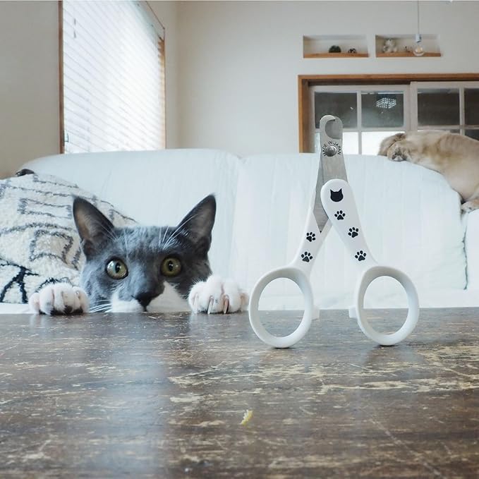 NecoIchi - Purrcision Feline Nail Clippers | Ultra-Sharp Cat Nail Clipper for Safe & Precise Trimming | Stainless Steel Blades, Cat Nail Trimmer, Ideal for Indoor Cats (White)