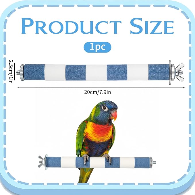 Parrot Perch Rough-Surfaced Bird Perch Stand Bird Cage Perches Stand Grinding Claw Sticks Birds Beak Grinding Stone Trimming Birds Perches for Cage Parrot Conure Budgie Toys Birdcage Accessories