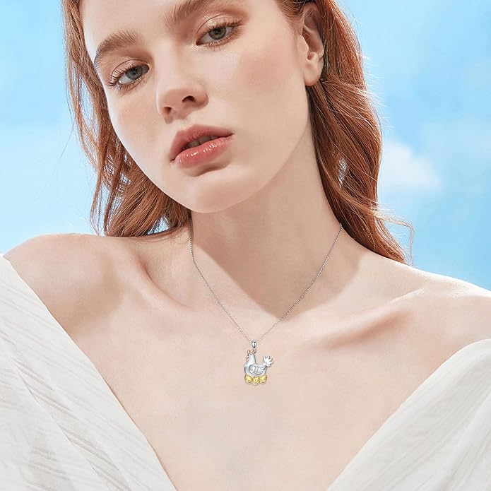 KZX Cat/Dog/Phoenix/Eagle/Whale/Shark/Puffin/Starfish/Chicken/Butterfly/Owl/Bee/Frog/Seahorse Necklace Sterling Silver Animal Pendant Jewelry Gift for Women