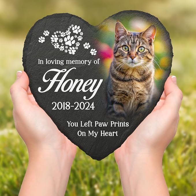 Pawfect House Pet Sympathy Gift, in Loving Memory Gifts for Loss of Cat, Pet Memorial Stones, Cat Memorial Gifts, Custom Grave Stones for Garden Decor