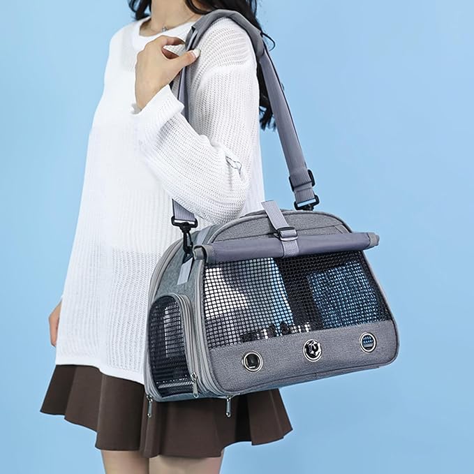 Bird Traval Carrier Cage, Bird Carrier with Seat Belt, Multifunctional Small Animal Backpack, Pet Transparent Breathable Carriers for Small Birds Parrots (Black)