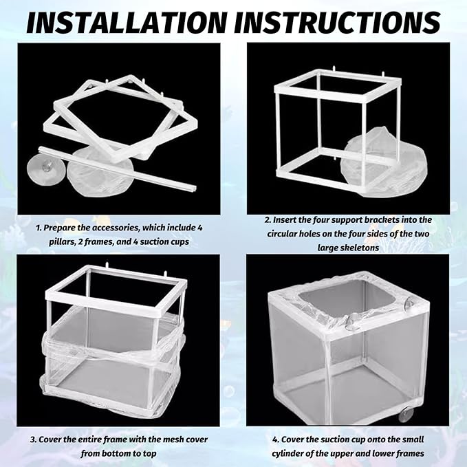2 Pack Fish Breeder Box for Aquarium,Breeder Box for Fish Tank,Breeding Box for Fish Tank,for Aquarium Juvenile Fishes Separation Net Fry Hatchery with Suction Cups