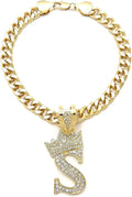Initial Letter Cuban Chain Dog Chain Pet Chain Pet, Cat, Puppy Necklace (S, 30")
